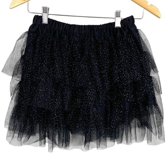 HOT TOPIC One Size Black Tulle Skirt With Layers and Silver Sparkle - Picture 2 of 6